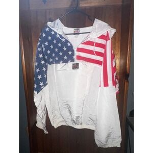 Surf Style Pullover Windbreaker‎ Americana Stars Stripes Vintage Retro Jacket